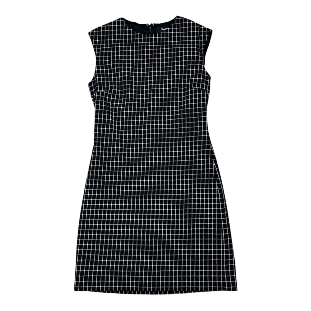 THEORY Virgin Wool Blend Plaid High Neck Mini Dress Size 00 / XS